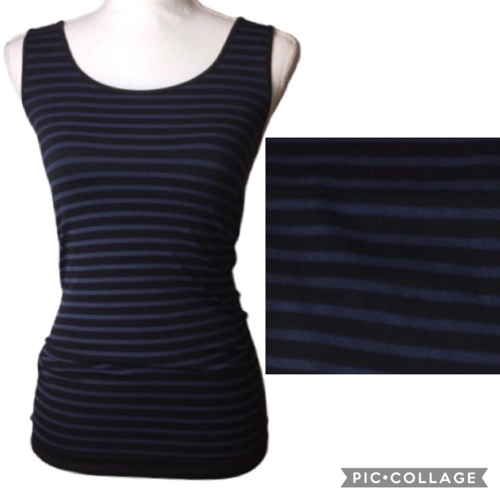 Skinny Tees Slate Blue/Black Tonal Stripe Tank Top